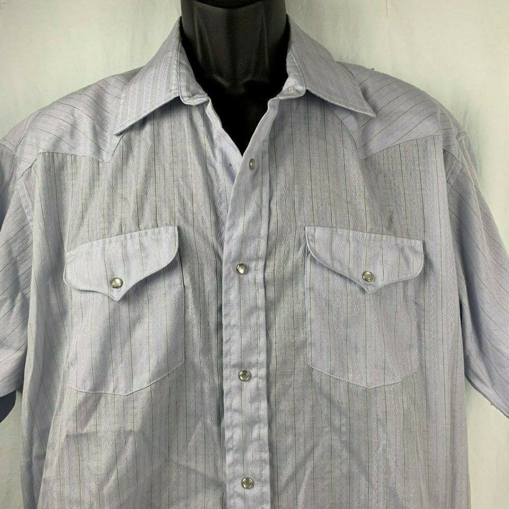 Panhandle Slim Western Shirt 17 Blue Striped Pearl